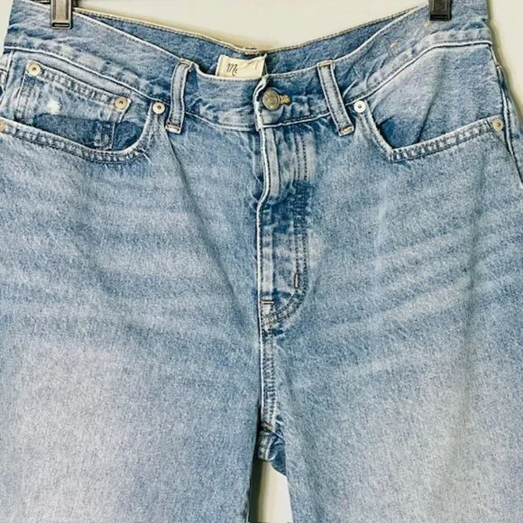 Madewell Low Slung Straight Leg Light Wash Button Fly 100% Cotton Denim Jeans 29 - Picture 3 of 11